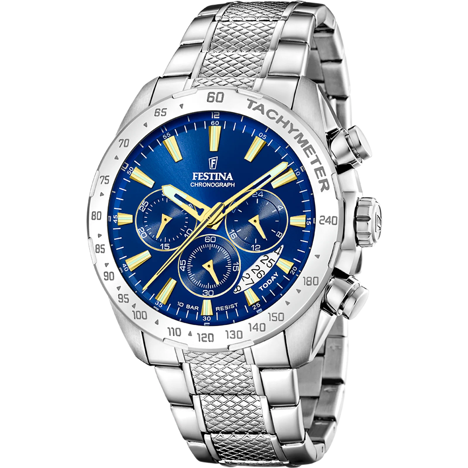 MONTRE FESTINA TIMELESS CHRONOGRAPH F20668/2 BLEU BRACELET EN ACIER INOXYDABLE HOMME — Image du produit 1