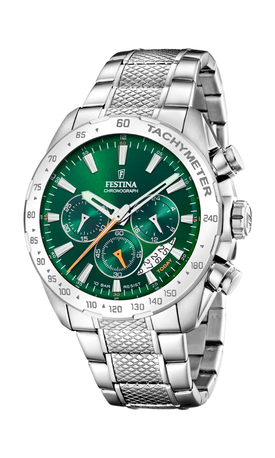 MONTRE FESTINA TIMELESS CHRONOGRAPH F20668/3 VERT BRACELET EN ACIER INOXYDABLE HOMME — Image du produit 3