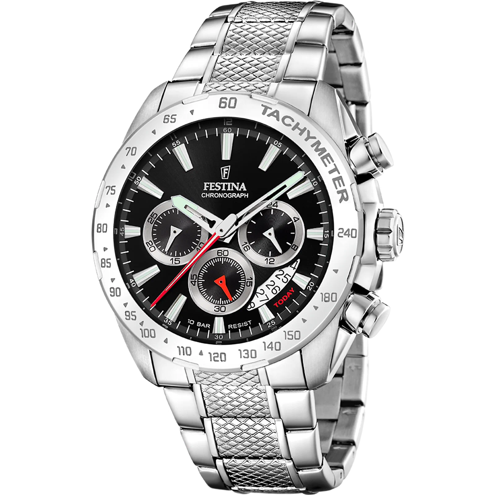 MONTRE FESTINA TIMELESS CHRONOGRAPH F20668/4 NOIR BRACELET EN ACIER INOXYDABLE HOMME — Image du produit 1