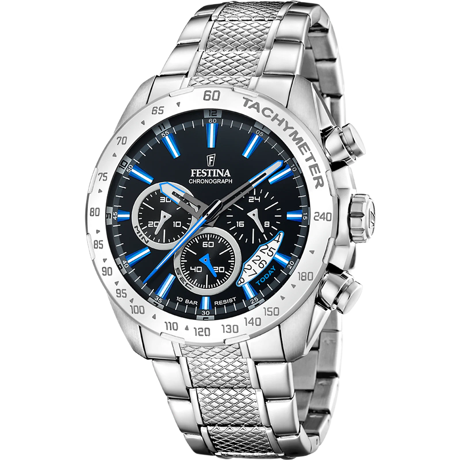 MONTRE FESTINA TIMELESS CHRONOGRAPH F20668/6 NOIR BRACELET EN ACIER INOXYDABLE HOMME — Image du produit 1
