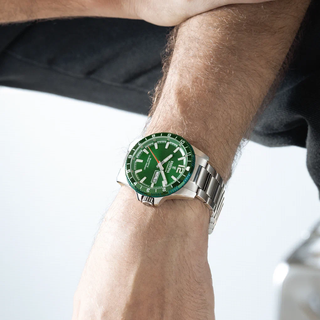MONTRE FESTINA CALENDIER TITANE F20698/3 VERT, BRACELET D’ TITANE, HOMME — Image du produit 5