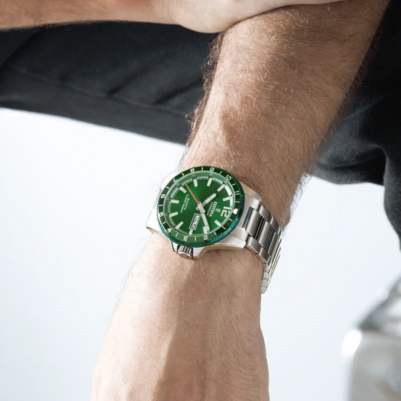 MONTRE FESTINA CALENDIER TITANE F20698/3 VERT, BRACELET D’ TITANE, HOMME — Image du produit 5