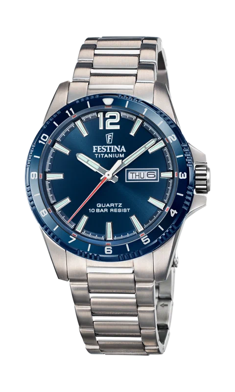 MONTRE FESTINA CALENDIER TITANE F20698/2 BLEU, BRACELET D’ TITANE, HOMME — Image du produit 3