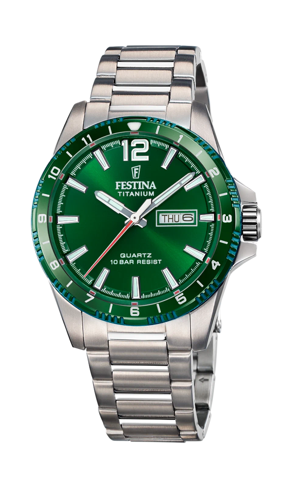 MONTRE FESTINA CALENDIER TITANE F20698/3 VERT, BRACELET D’ TITANE, HOMME — Image du produit 3