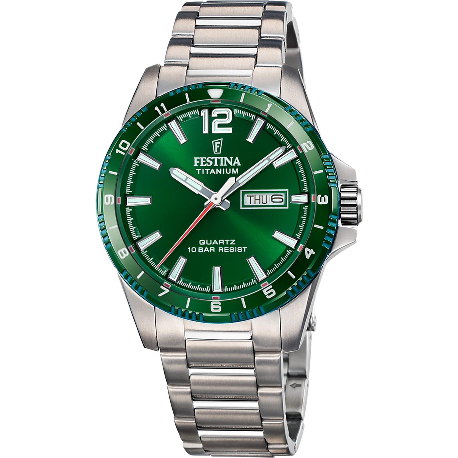 MONTRE FESTINA CALENDIER TITANE F20698/3 VERT, BRACELET D’ TITANE, HOMME — Image du produit 1