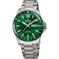 MONTRE FESTINA CALENDIER TITANE F20698/3 VERT, BRACELET D’ TITANE, HOMME