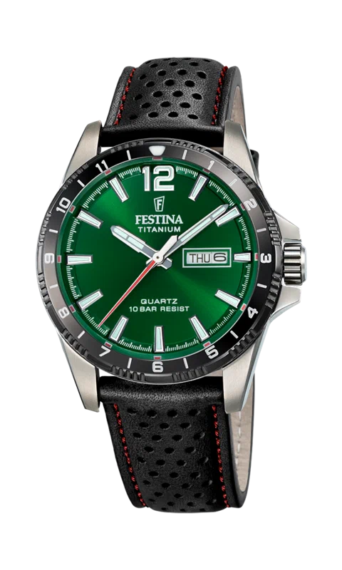 MONTRE FESTINA TITANIUM F20699/3 VERT, BRACELET D’ CUIR, HOMME — Image du produit 3