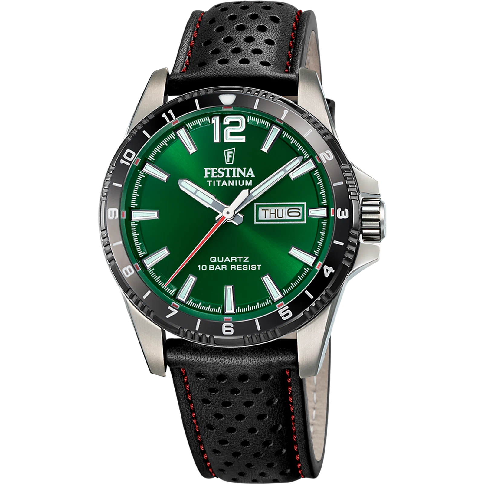 MONTRE FESTINA TITANIUM F20699/3 VERT, BRACELET D’ CUIR, HOMME — Image du produit 1