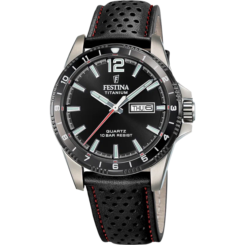 MONTRE FESTINA TITANIUM F20699/4 NOIR, BRACELET D’ CUIR, HOMME