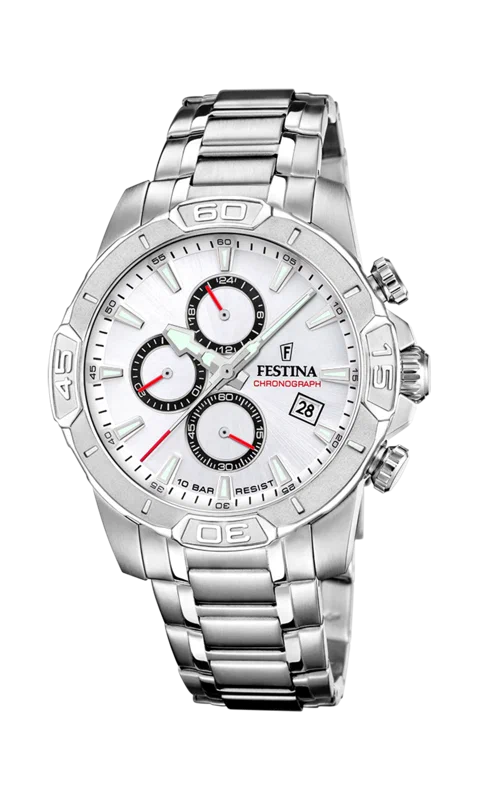 MONTRE FESTINA TIMELESS CHRONOGRAPH F20704/1 BLANC BRACELET EN ACIER INOXYDABLE HOMME — Image du produit 4