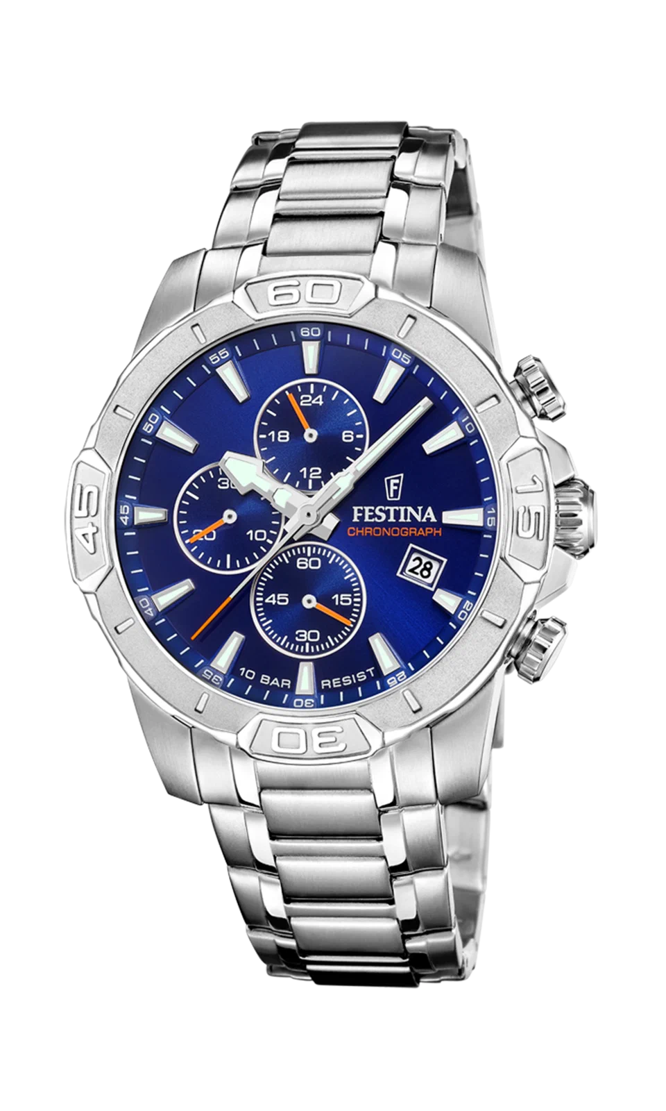 MONTRE FESTINA TIMELESS CHRONOGRAPH F20704/2 BLEU BRACELET EN ACIER INOXYDABLE HOMME — Image du produit 3