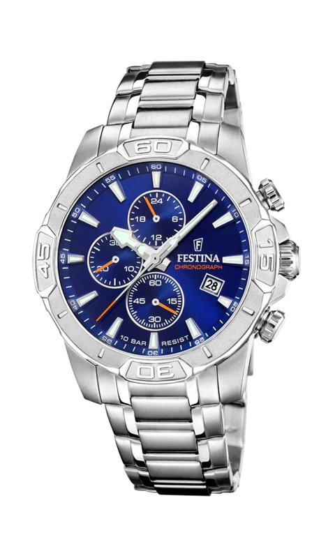 MONTRE FESTINA TIMELESS CHRONOGRAPH F20704/2 BLEU BRACELET EN ACIER INOXYDABLE HOMME — Image du produit 3