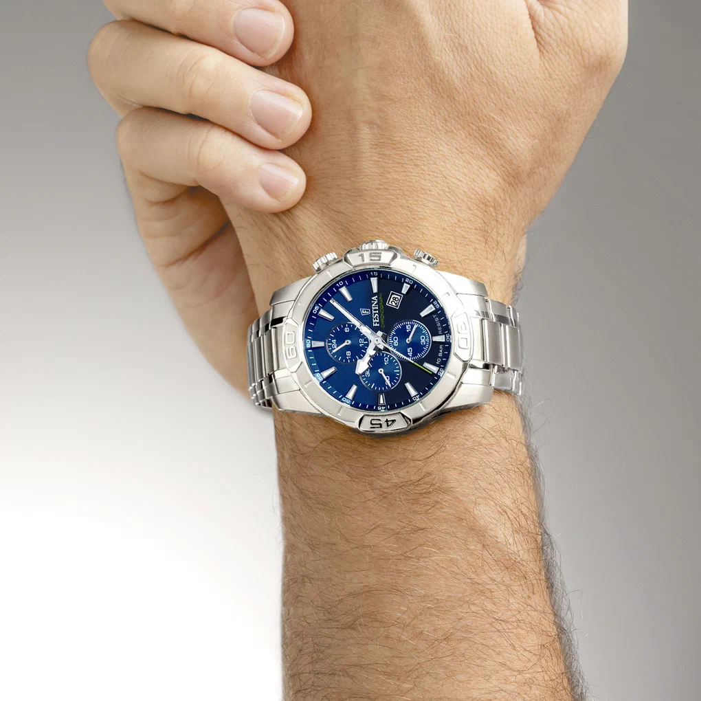 MONTRE FESTINA TIMELESS CHRONOGRAPH F20704/4 BLEU BRACELET EN ACIER INOXYDABLE HOMME — Image du produit 5