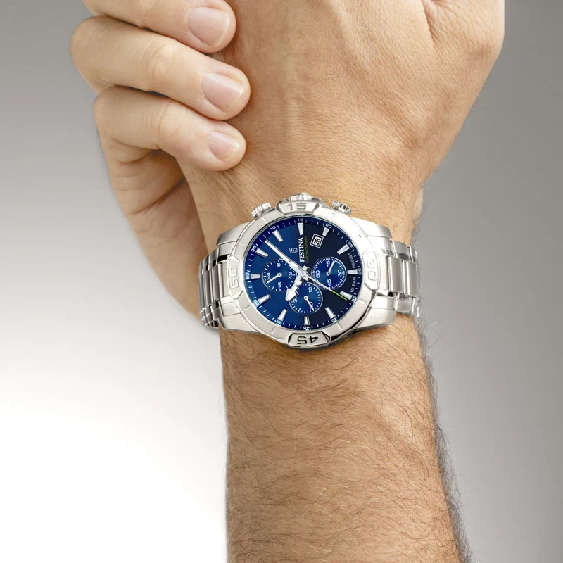 MONTRE FESTINA TIMELESS CHRONOGRAPH F20704/4 BLEU BRACELET EN ACIER INOXYDABLE HOMME — Image du produit 5