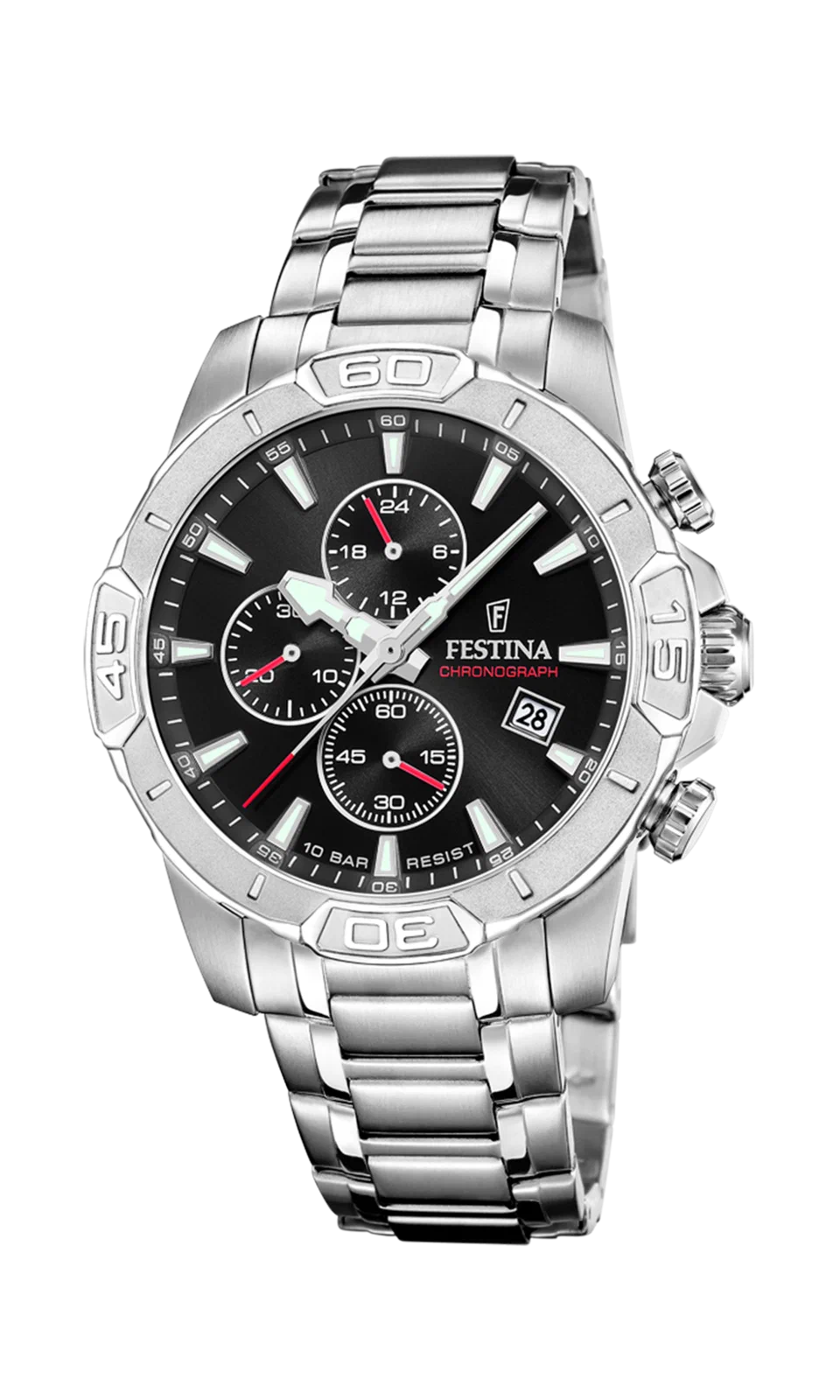 MONTRE FESTINA TIMELESS CHRONOGRAPH F20704/3 NOIR BRACELET EN ACIER INOXYDABLE HOMME — Image du produit 3