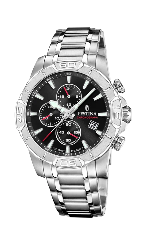 MONTRE FESTINA TIMELESS CHRONOGRAPH F20704/3 NOIR BRACELET EN ACIER INOXYDABLE HOMME — Image du produit 3