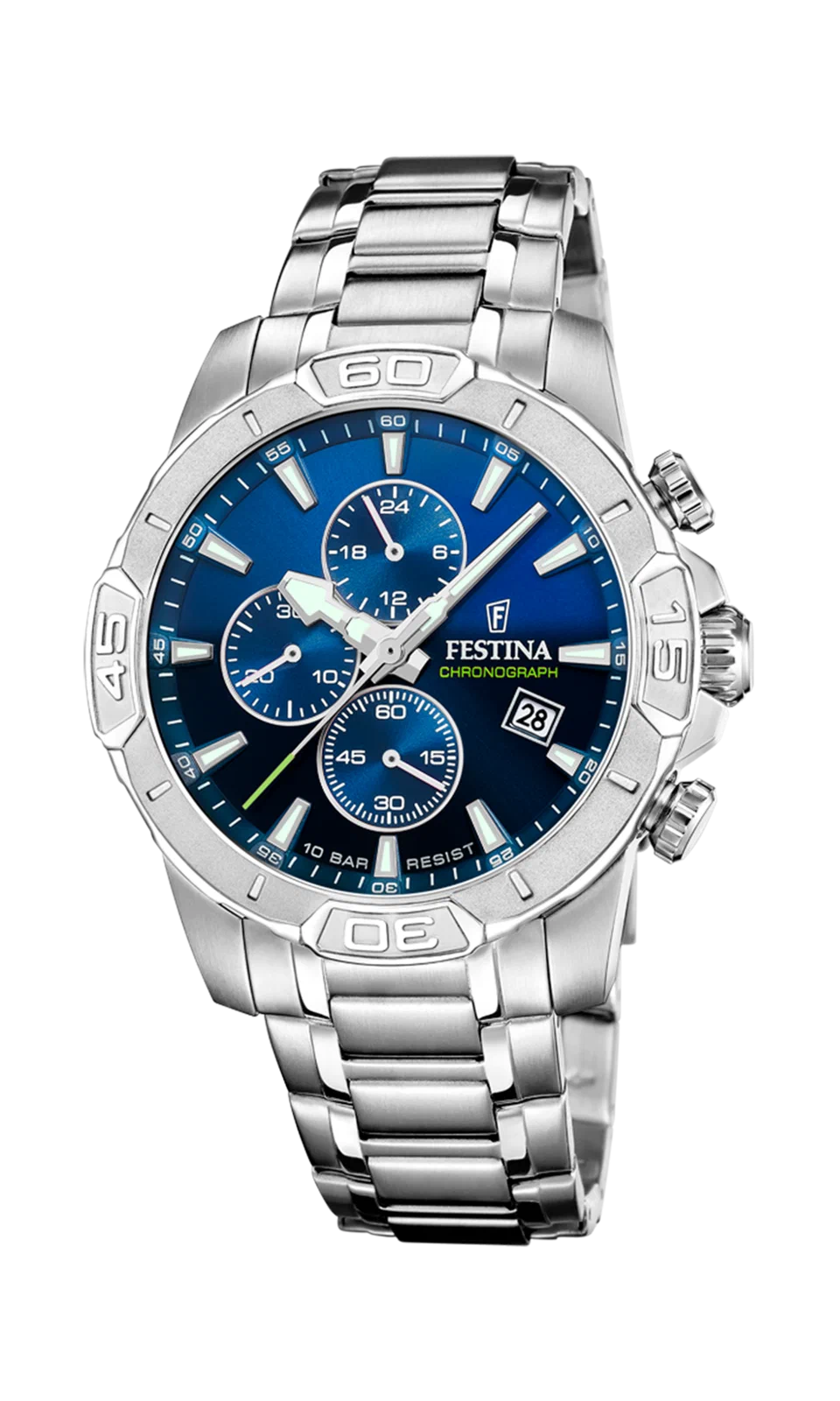 MONTRE FESTINA TIMELESS CHRONOGRAPH F20704/4 BLEU BRACELET EN ACIER INOXYDABLE HOMME — Image du produit 3