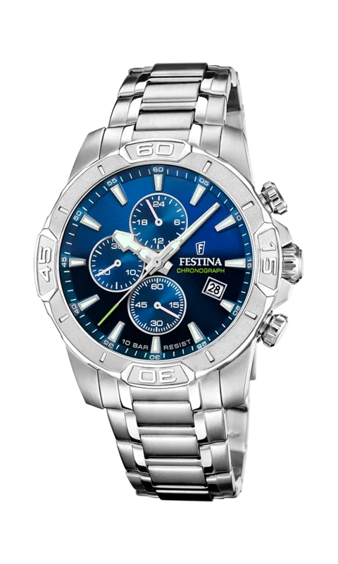 MONTRE FESTINA TIMELESS CHRONOGRAPH F20704/4 BLEU BRACELET EN ACIER INOXYDABLE HOMME — Image du produit 3