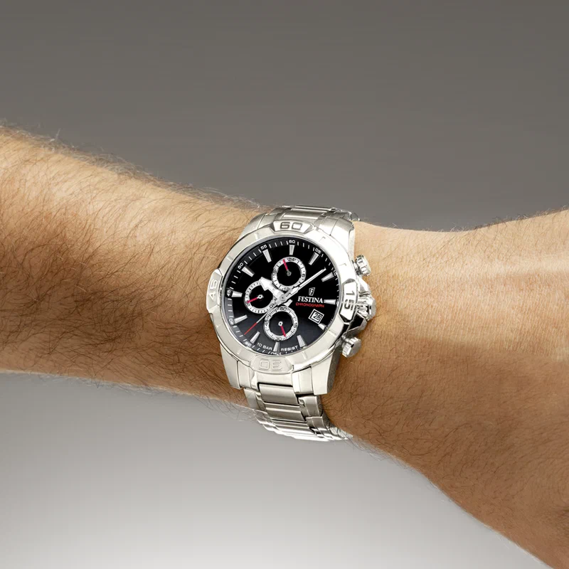 MONTRE FESTINA TIMELESS CHRONOGRAPH F20704/6 NOIR BRACELET EN ACIER INOXYDABLE HOMME — Image du produit 5