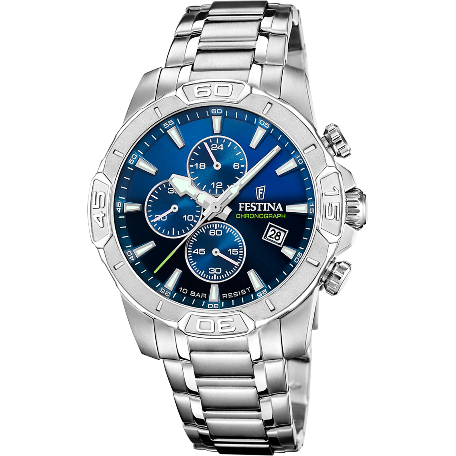 MONTRE FESTINA TIMELESS CHRONOGRAPH F20704/4 BLEU BRACELET EN ACIER INOXYDABLE HOMME — Image du produit 1
