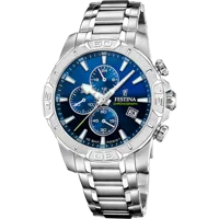 MONTRE FESTINA TIMELESS CHRONOGRAPH F20704/4 BLEU BRACELET EN ACIER INOXYDABLE HOMME