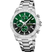 MONTRE FESTINA TIMELESS CHRONOGRAPH F20704/5 VERT BRACELET EN ACIER INOXYDABLE HOMME