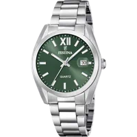 MONTRE FESTINA ACIER CLASSIQUE F20707/5 VERT BRACELET EN ACIER INOXYDABLE HOMME
