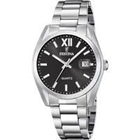 MONTRE FESTINA ACIER CLASSIQUE F20707/6 NOIR BRACELET EN ACIER INOXYDABLE HOMME