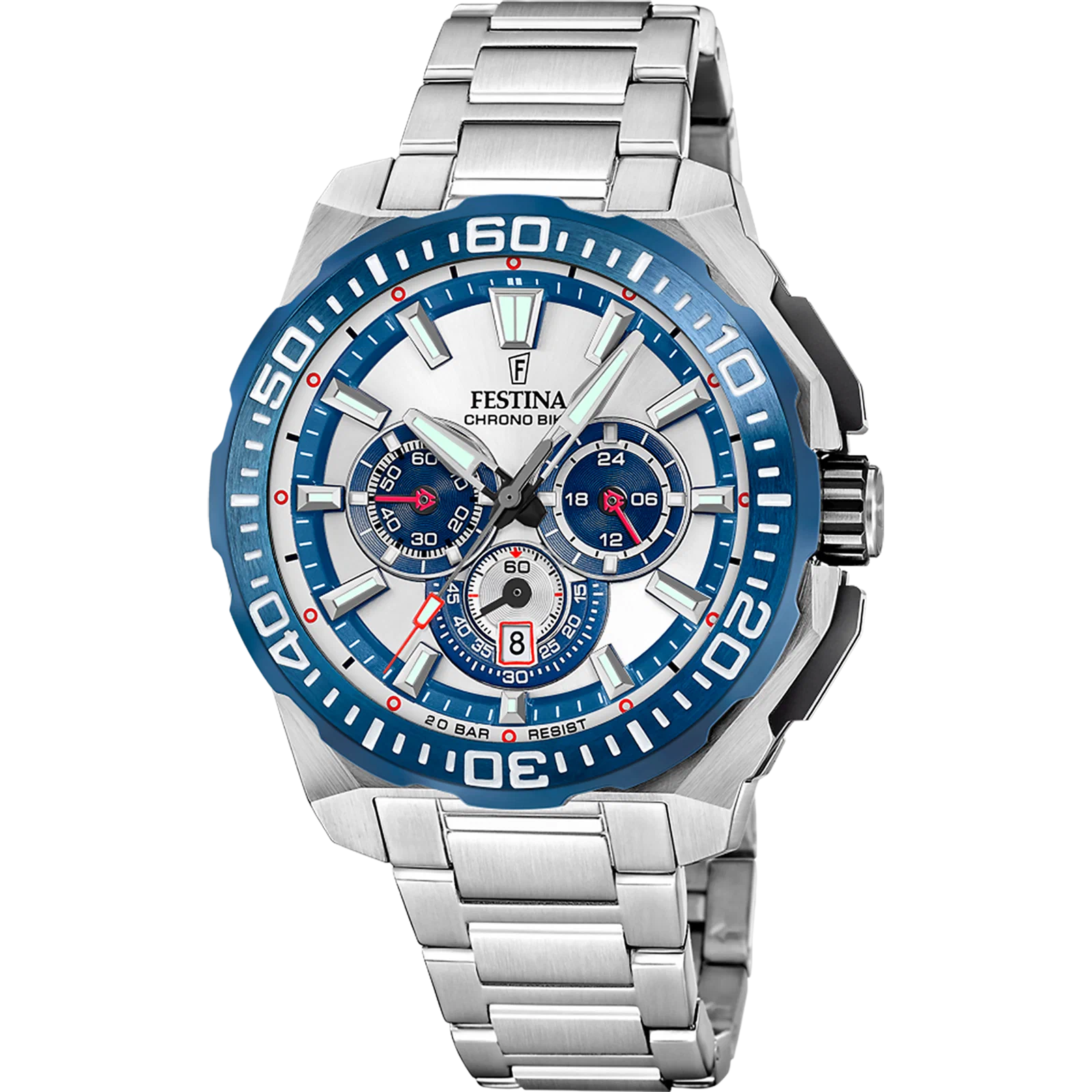 MONTRE HOMME FESTINA CHRONO BIKE F20724/1 ARGENTÉ BRACELET EN ACIER — Image du produit 1