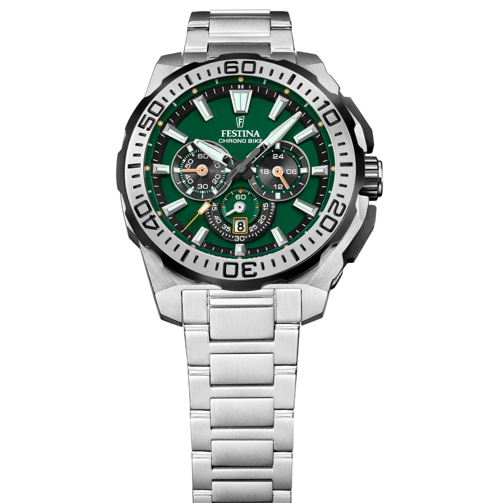 MONTRE HOMME FESTINA CHRONO BIKE F20724/3 VERT BRACELET EN ACIER — Image du produit 7