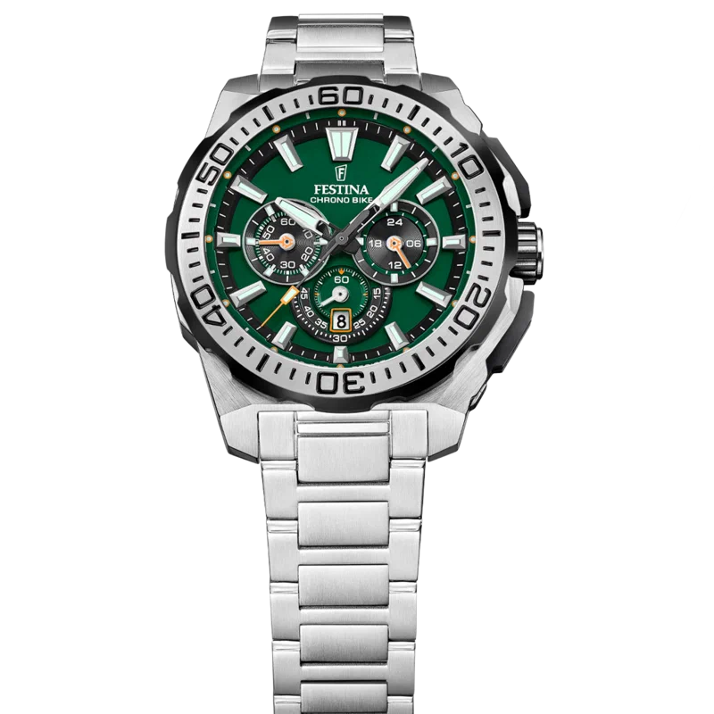 MONTRE HOMME FESTINA CHRONO BIKE F20724/3 VERT BRACELET EN ACIER — Image du produit 7