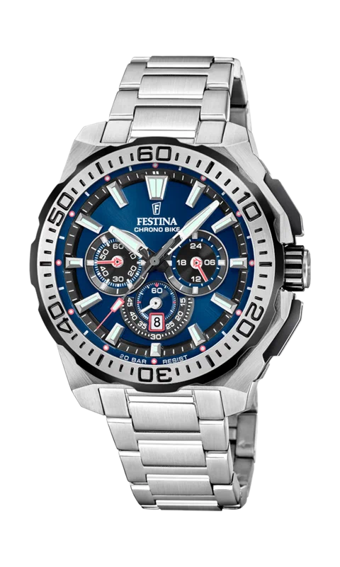 MONTRE HOMME FESTINA CHRONO BIKE F20724/2 BLEU BRACELET EN ACIER — Image du produit 2