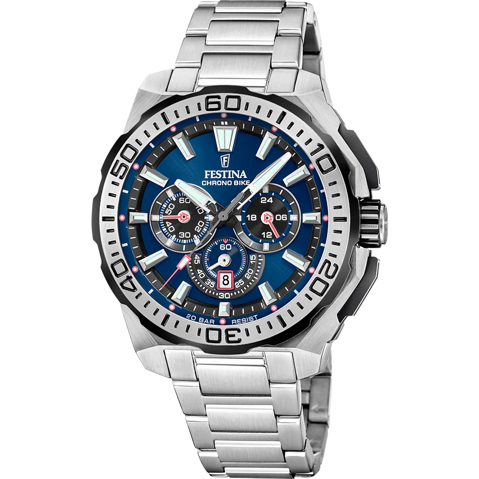 MONTRE HOMME FESTINA CHRONO BIKE F20724/2 BLEU BRACELET EN ACIER — Image du produit 1