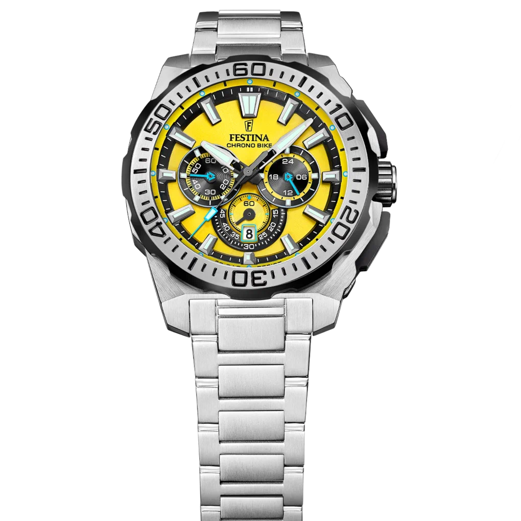 MONTRE HOMME FESTINA CHRONO BIKE F20724/4 JAUNE BRACELET EN ACIER — Image du produit 8