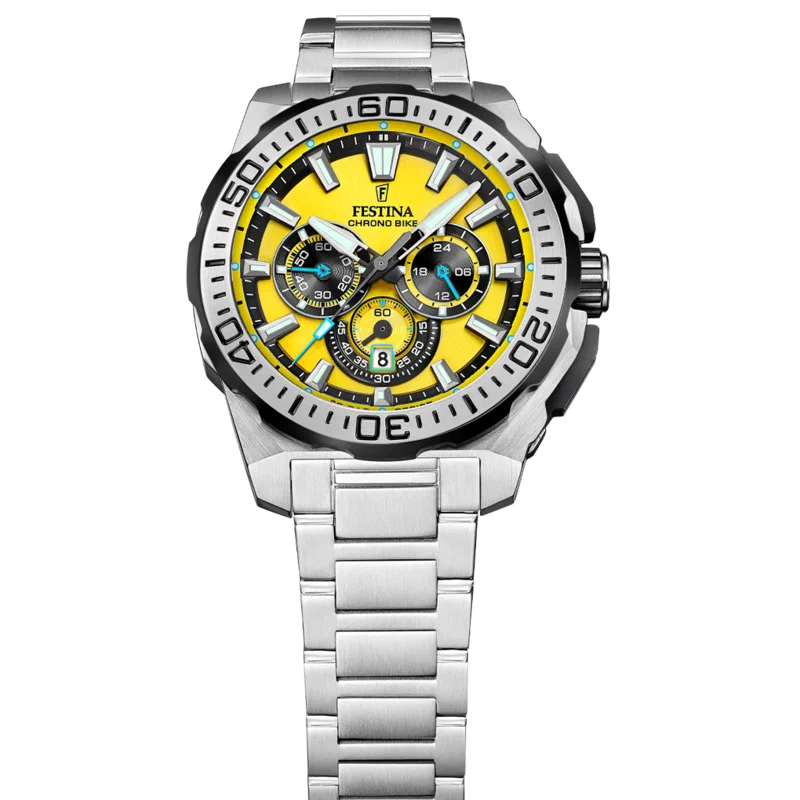 MONTRE HOMME FESTINA CHRONO BIKE F20724/4 JAUNE BRACELET EN ACIER — Image du produit 8