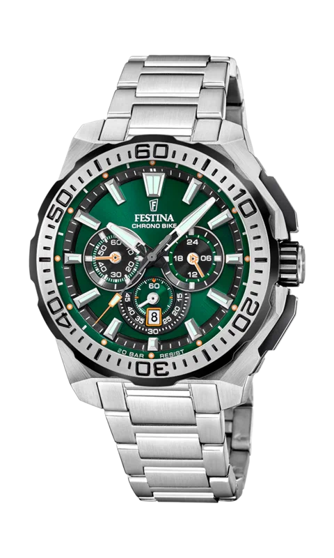 MONTRE HOMME FESTINA CHRONO BIKE F20724/3 VERT BRACELET EN ACIER — Image du produit 2