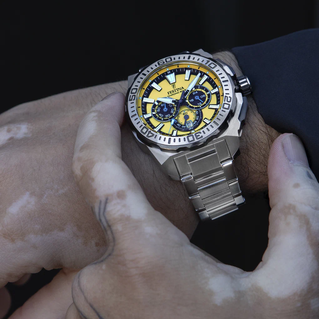 MONTRE HOMME FESTINA CHRONO BIKE F20724/4 JAUNE BRACELET EN ACIER — Image du produit 5