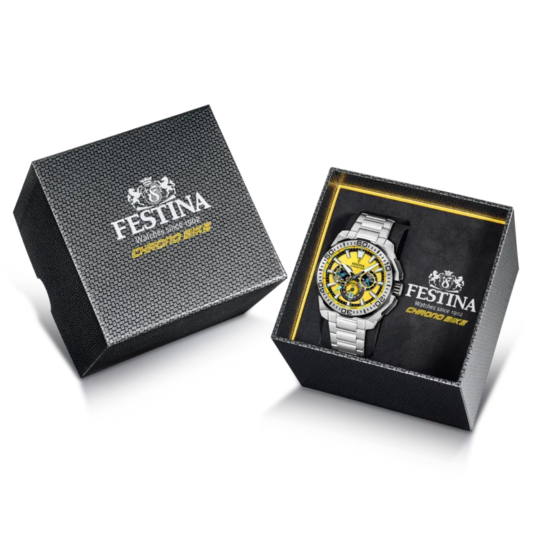 MONTRE HOMME FESTINA CHRONO BIKE F20724/4 JAUNE BRACELET EN ACIER — Image du produit 7