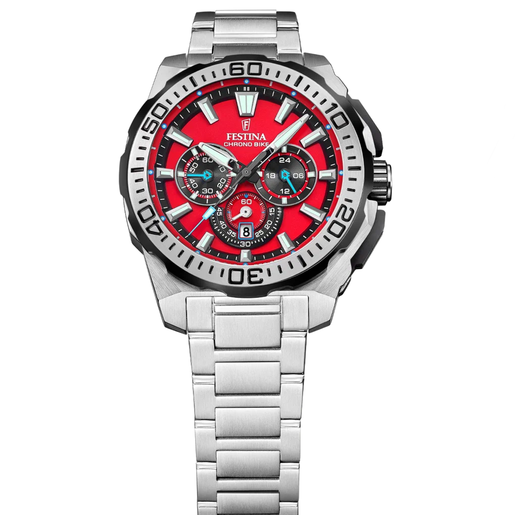 MONTRE HOMME FESTINA CHRONO BIKE F20724/5 ROUGE BRACELET EN ACIER — Image du produit 7
