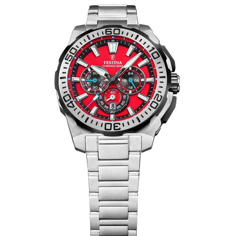 MONTRE HOMME FESTINA CHRONO BIKE F20724/5 ROUGE BRACELET EN ACIER — Image du produit 7
