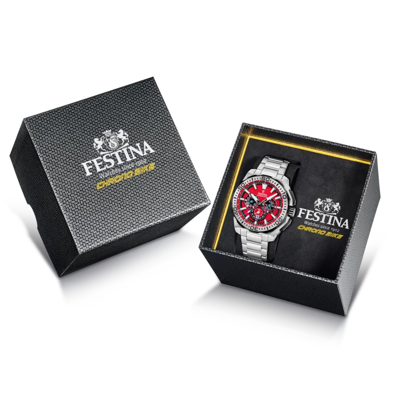 MONTRE HOMME FESTINA CHRONO BIKE F20724/5 ROUGE BRACELET EN ACIER — Image du produit 6