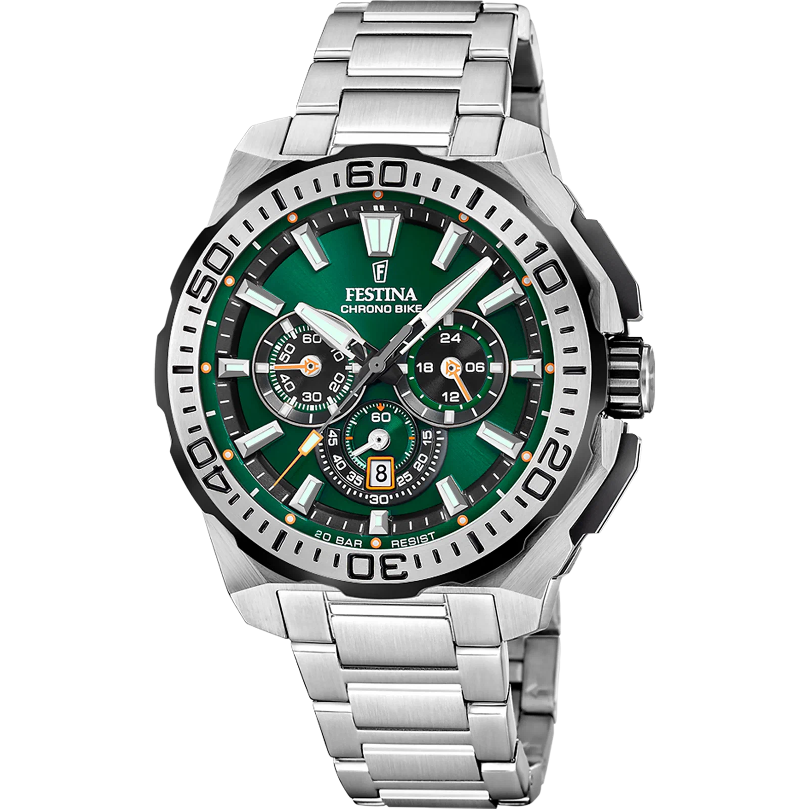 MONTRE HOMME FESTINA CHRONO BIKE F20724/3 VERT BRACELET EN ACIER — Image du produit 1