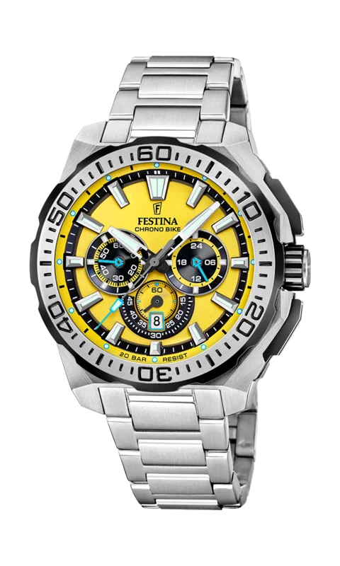 MONTRE HOMME FESTINA CHRONO BIKE F20724/4 JAUNE BRACELET EN ACIER — Image du produit 2