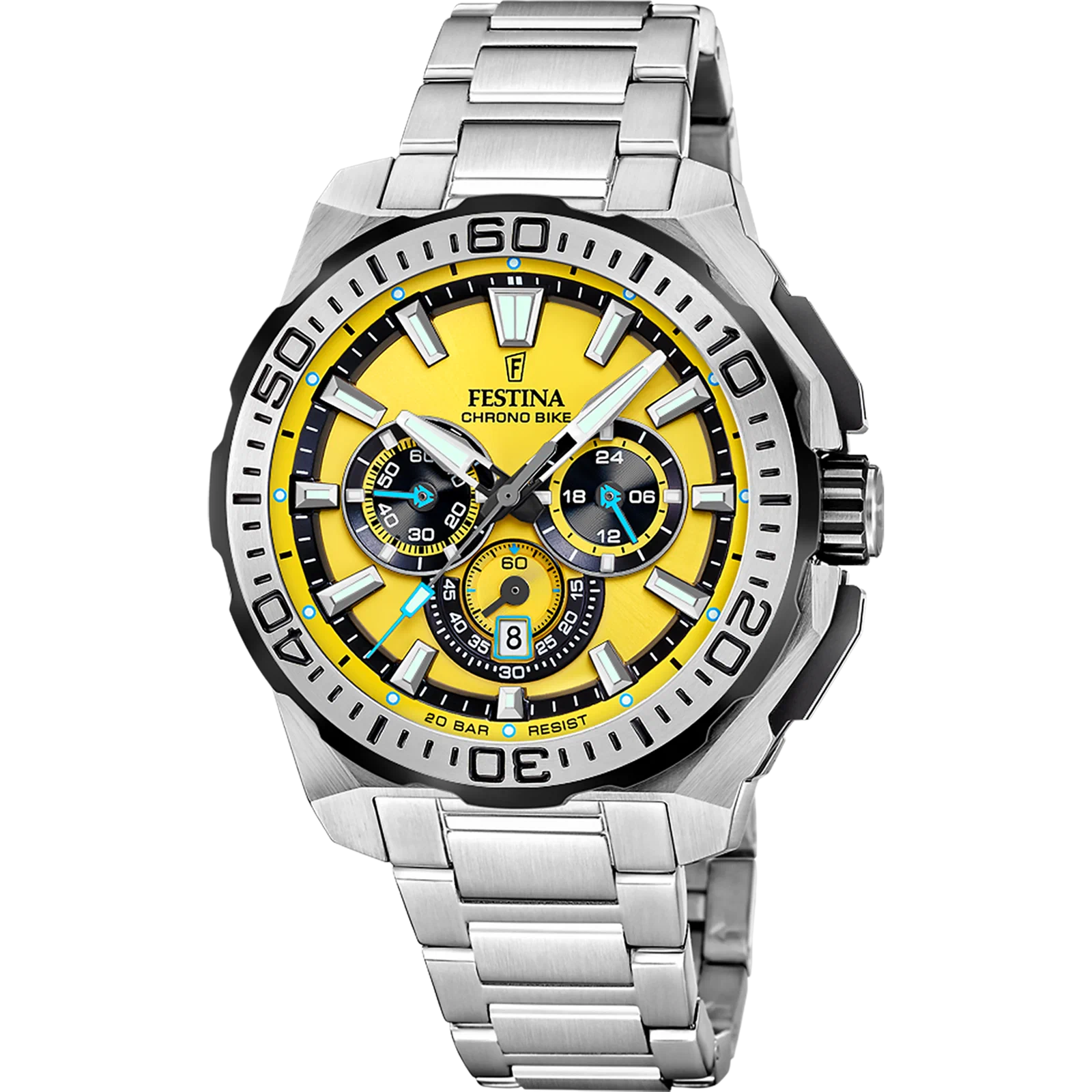 MONTRE HOMME FESTINA CHRONO BIKE F20724/4 JAUNE BRACELET EN ACIER — Image du produit 1