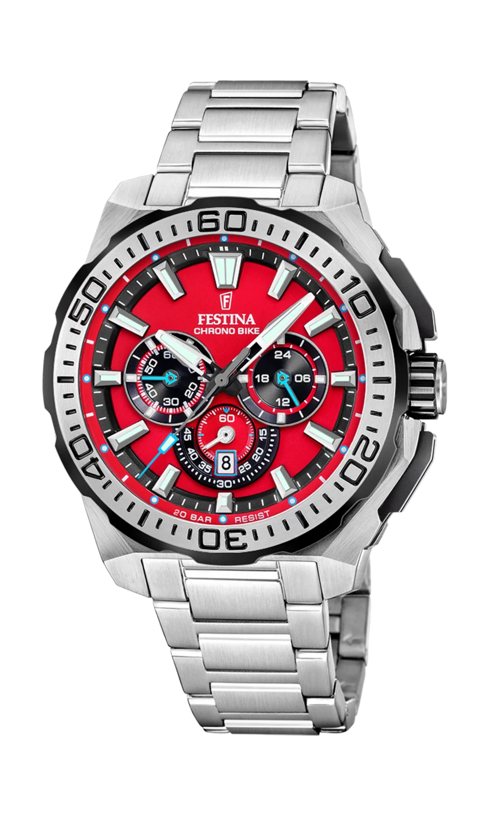 MONTRE HOMME FESTINA CHRONO BIKE F20724/5 ROUGE BRACELET EN ACIER — Image du produit 2
