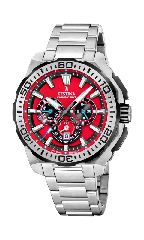 MONTRE HOMME FESTINA CHRONO BIKE F20724/5 ROUGE BRACELET EN ACIER — Image du produit 2