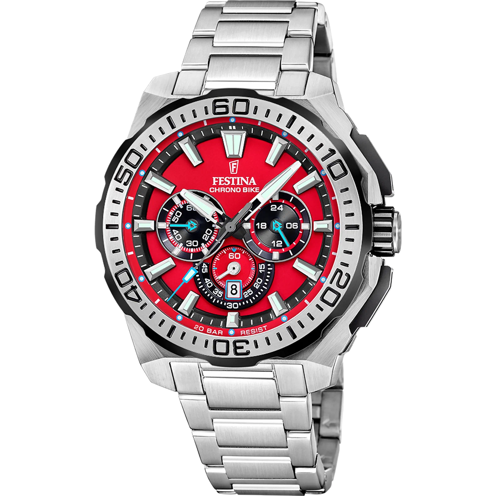MONTRE HOMME FESTINA CHRONO BIKE F20724/5 ROUGE BRACELET EN ACIER — Image du produit 1