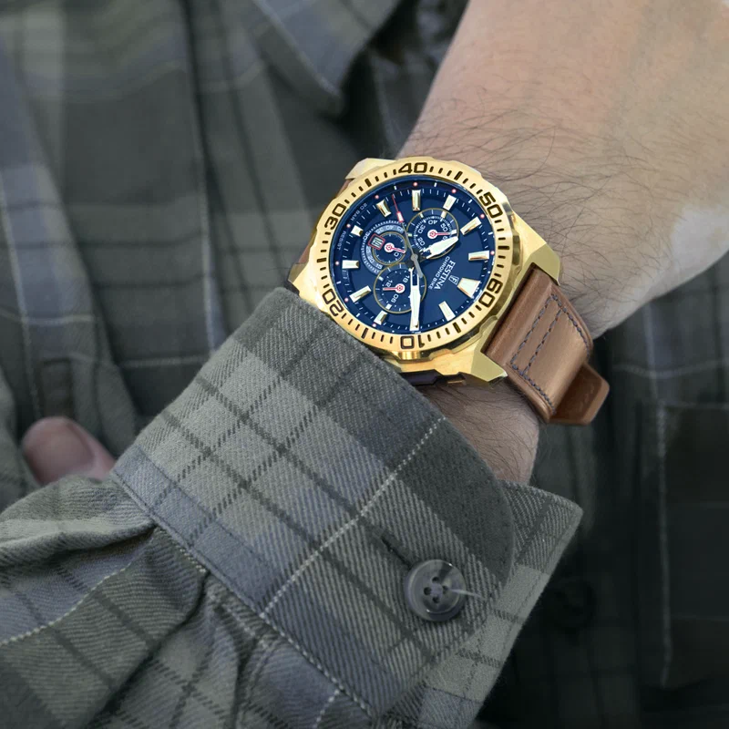 MONTRE HOMME FESTINA CHRONO BIKE F20728/1 BLEU BRACELET EN CUIR — Image du produit 3