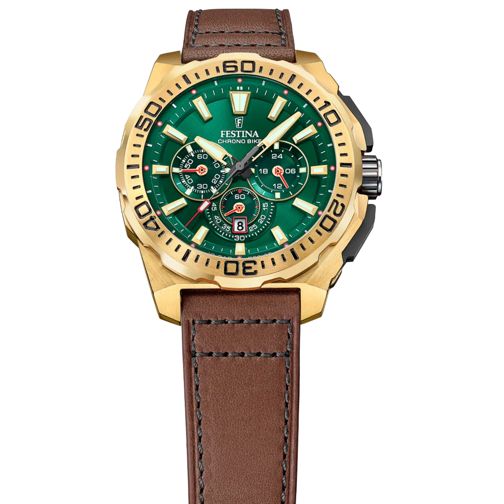 MONTRE HOMME FESTINA CHRONO BIKE F20728/2 VERT BRACELET EN CUIR — Image du produit 6