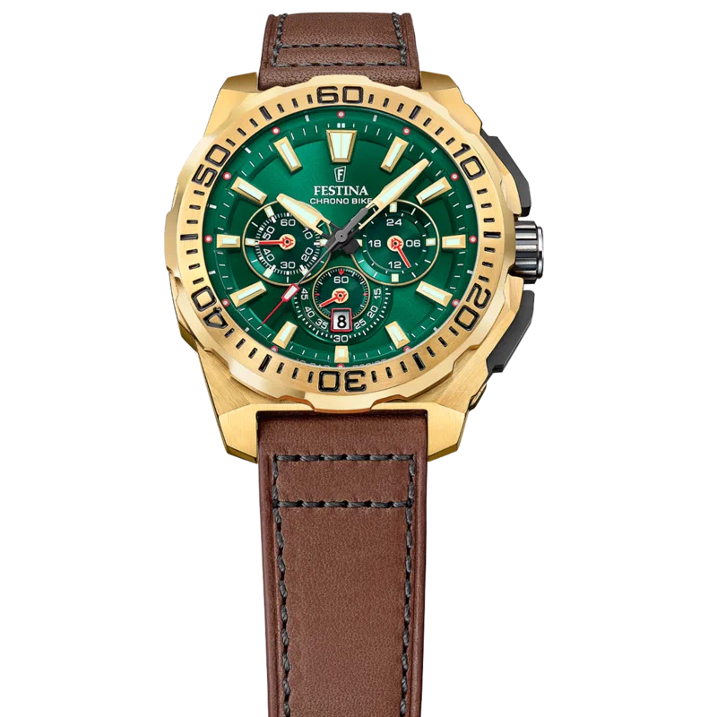 MONTRE HOMME FESTINA CHRONO BIKE F20728/2 VERT BRACELET EN CUIR — Image du produit 6